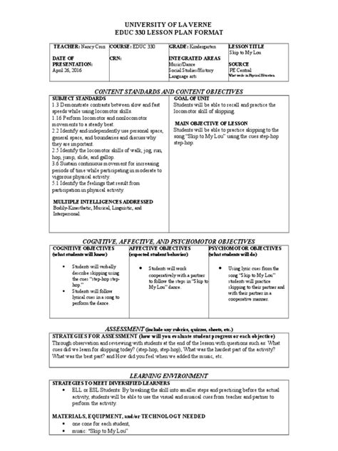 detailed lesson plan about locomotor and nonlocomotor|PEC: Lesson Plans for Physical Education .